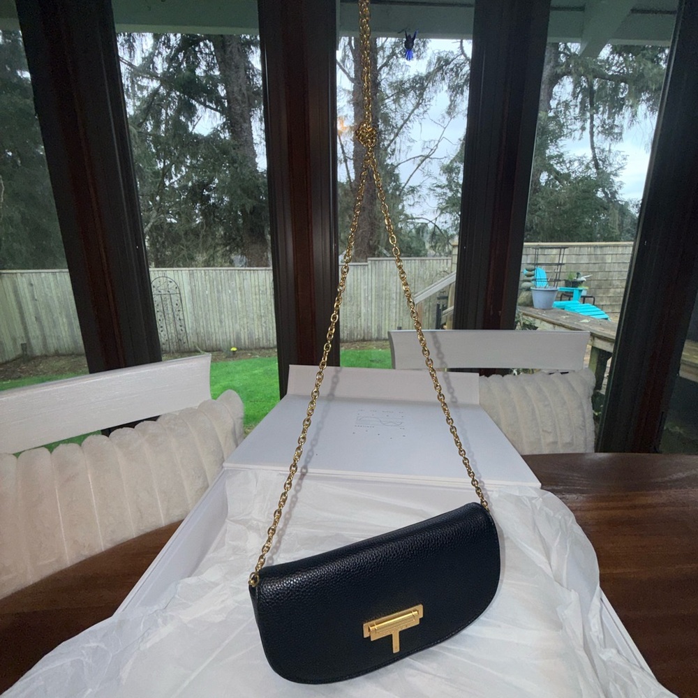 NWOT Tahari Black Crossbody Bag w/Gold Accents